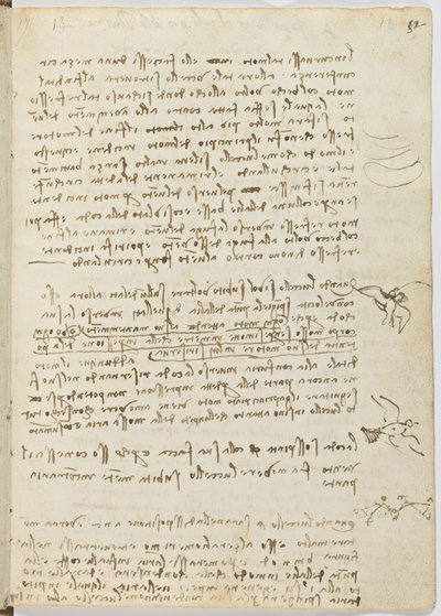 Vogelvluchtcode, c. 1505-06, blad 12 recto door Leonardo da Vinci